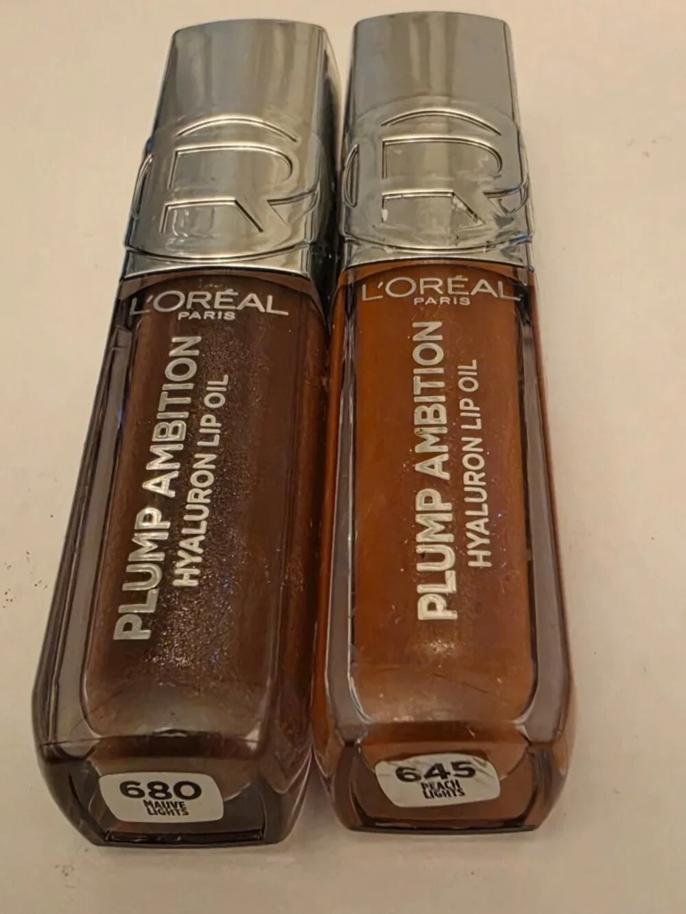 L'Oreal Paris Lip plump ambition hyaluron lip oil #645 peach lights & 680 mauve